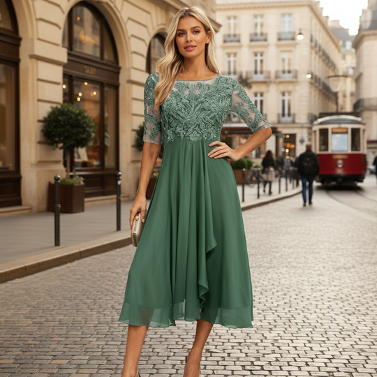 Elegantes Luftiges Midi Kleid Chiffon