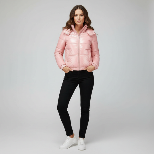 Glänzende Wasserabweisende Thermo Komfort Winterjacke Damen | Heidi-Mode
