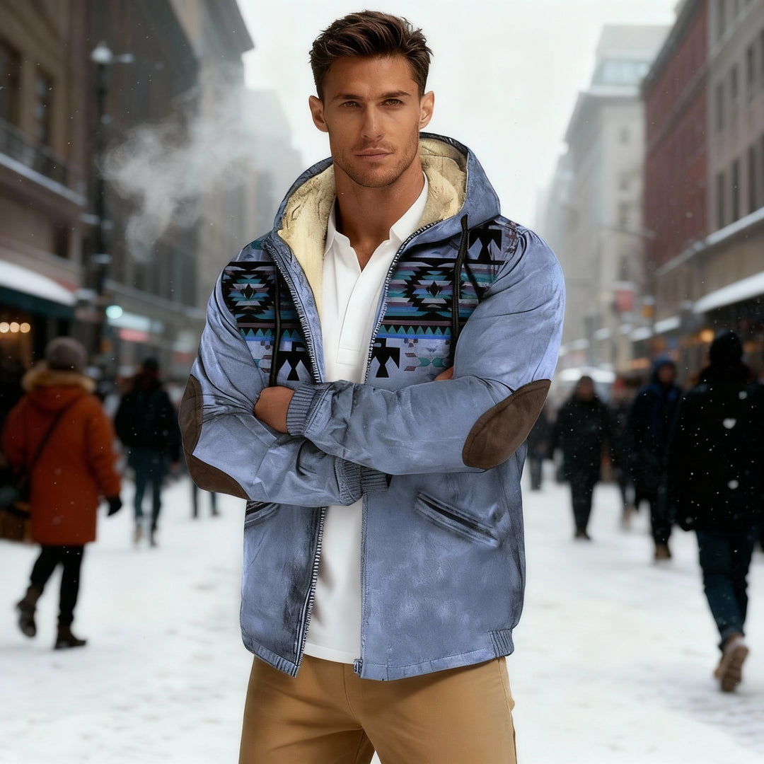 Jacke mit Kapuze und einheimischem Druck