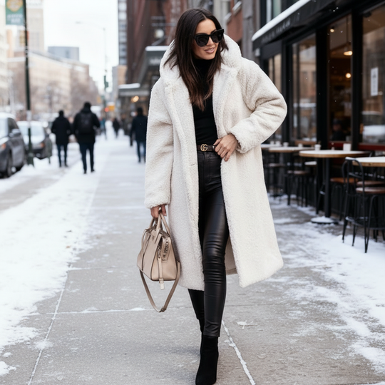 Kuschelweicher Kapuzen Teddy Mantel Damen