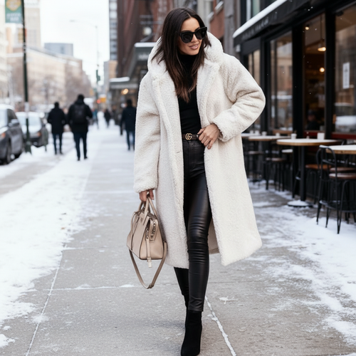 Kuschelweicher Kapuzen Teddy Mantel Damen