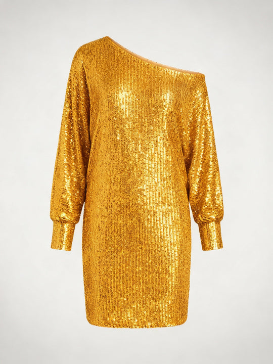 Glamouröses Kontrast Paillettenkleid Damen | Heidi-Mode