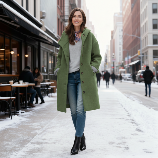 Langer Fleece Wintermantel Damen Kapuze