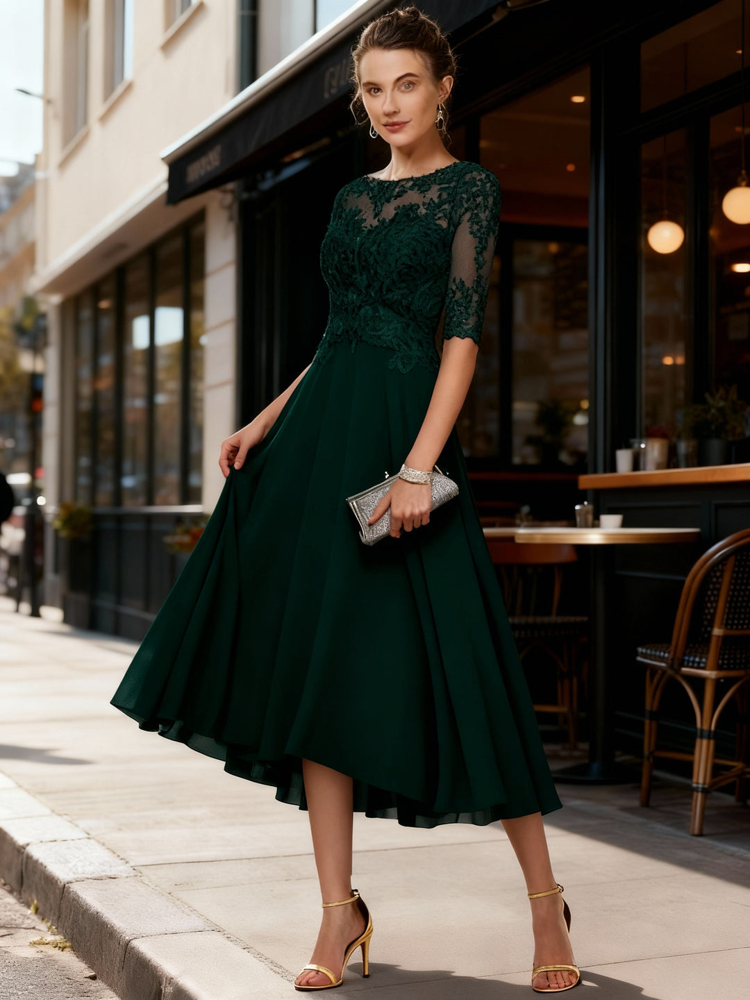 Satin Eleganz Abendkleid