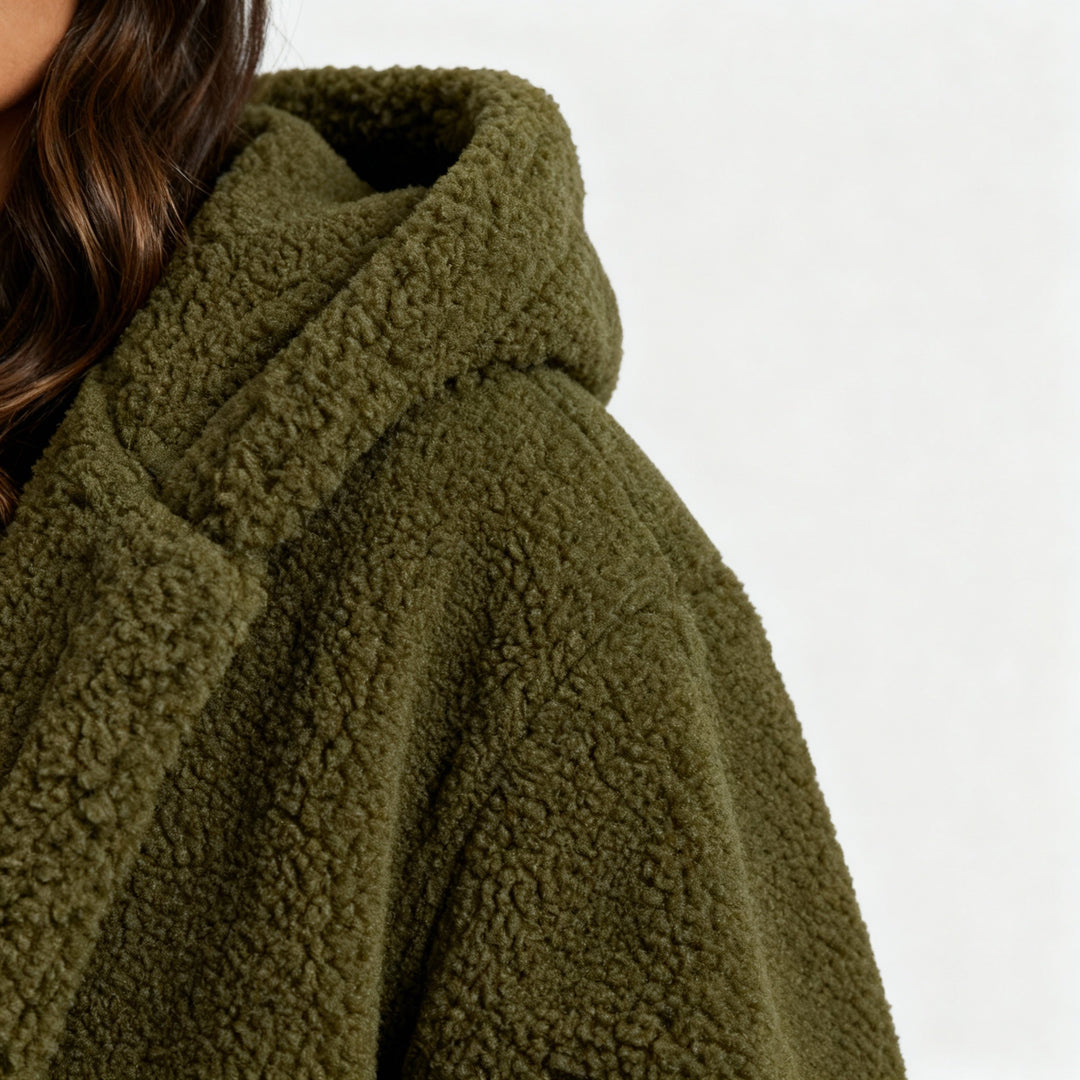 Damen Teddy Mantel mit Kapuze | Heidi-Mode