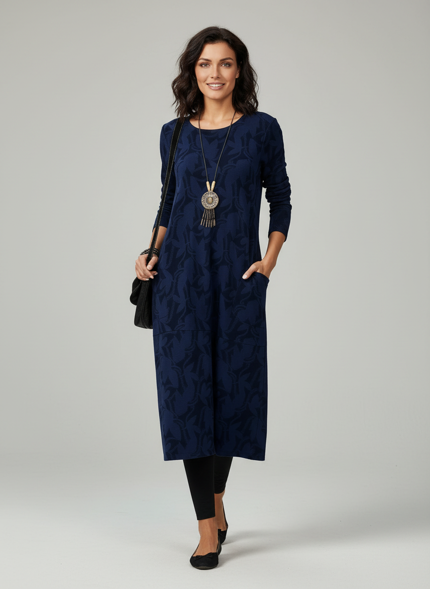 Bedrucktes Winter Strickkleid