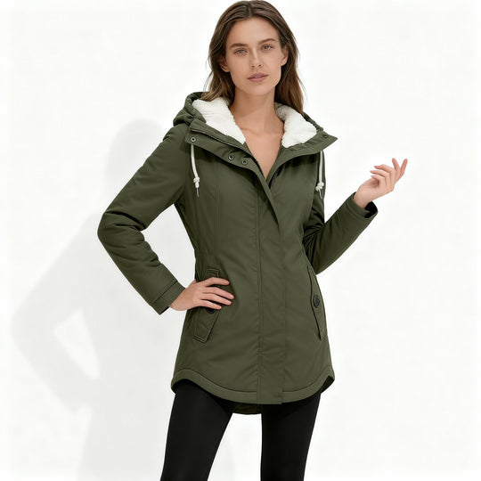 Gefütterte Thermo Schutz Kapuzenmantel Klassische Winterjacke Damen