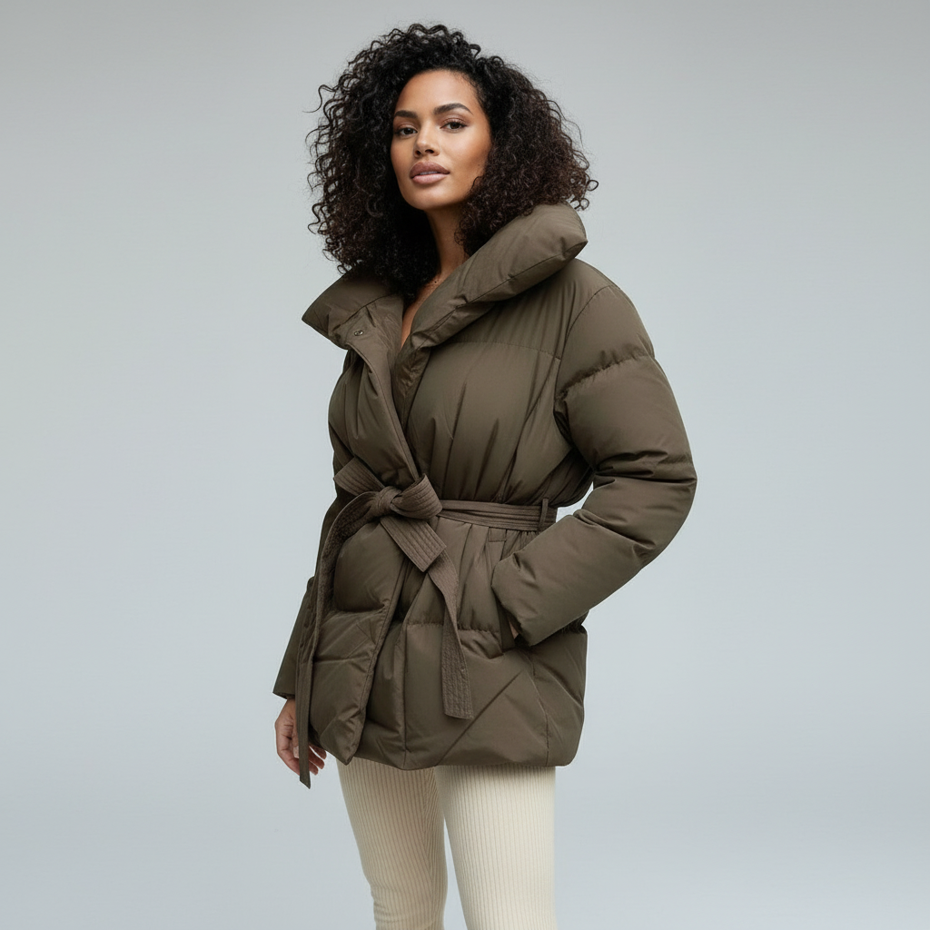Moderne Figurbetonte Damen Winter Stehkragenjacke Kurz