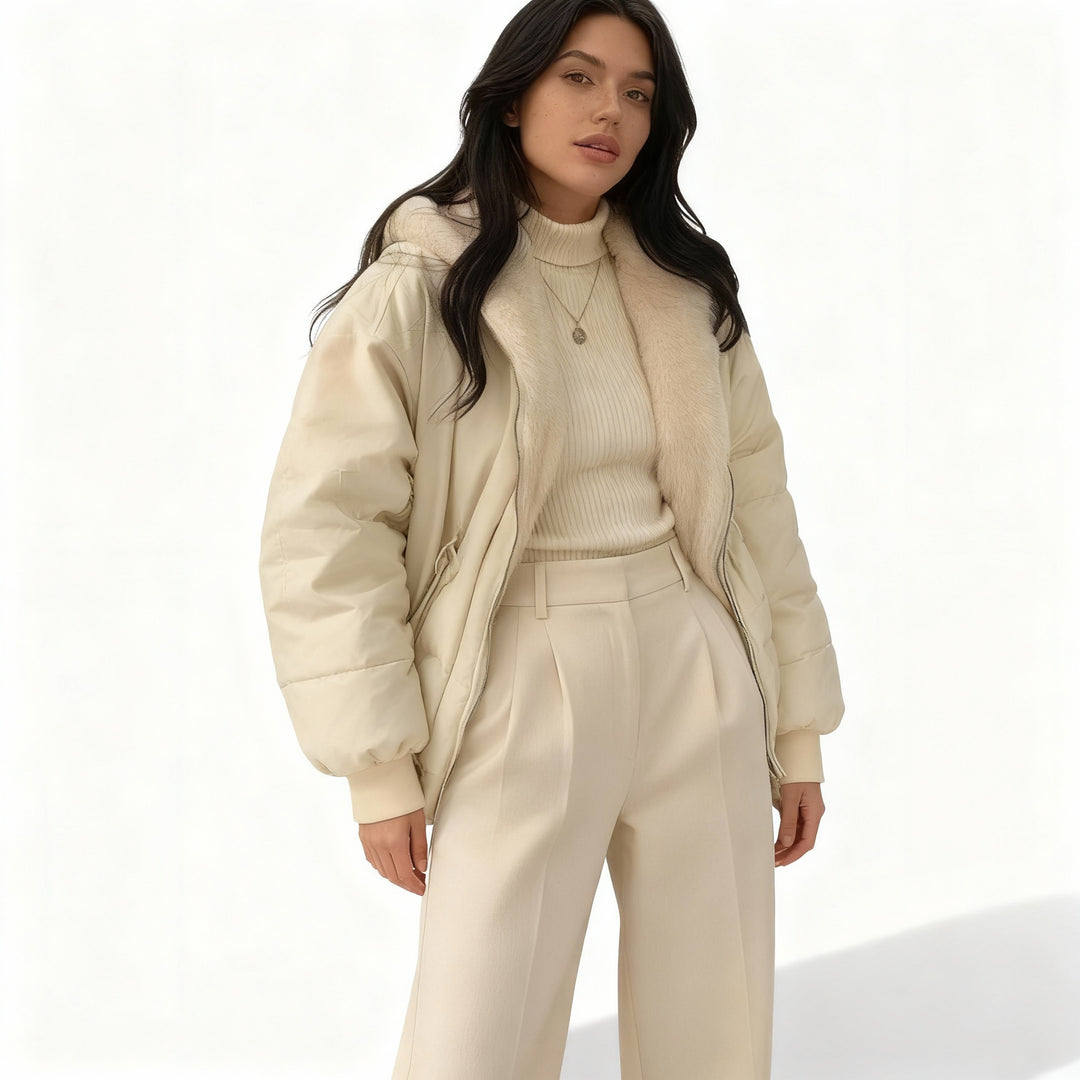 Komfort Fit Oversized Thermo Fleece Winterjacke Damen