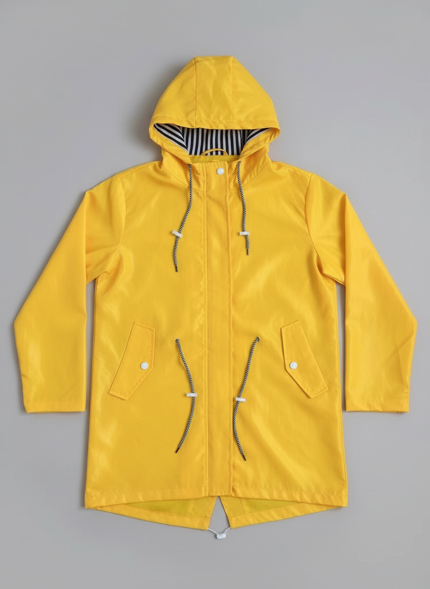 Wetterfester Mantel mit Kapuze