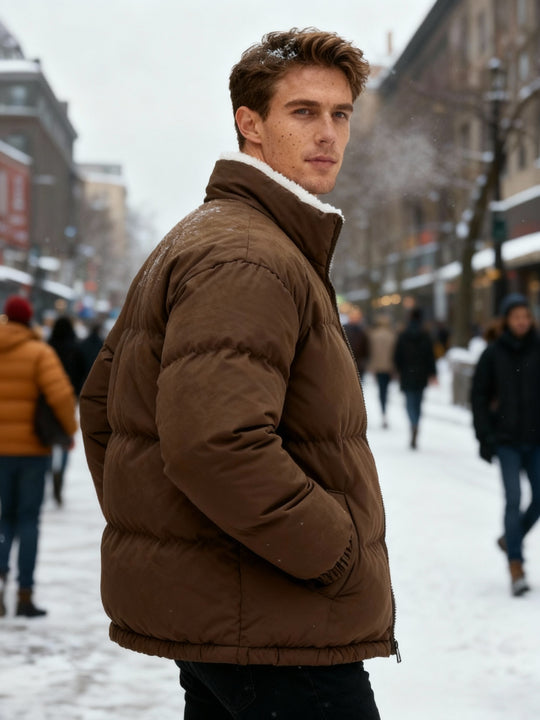 Thermo-Warm Gefüttert Modern Pufferjacke – Winter Komfort Fleece Herrenjacke