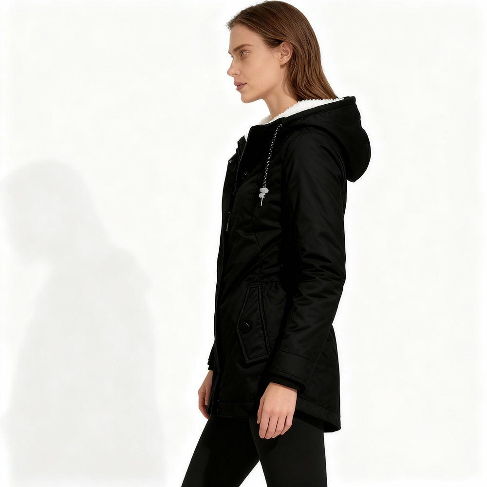 Gefütterte Thermo Schutz Kapuzenmantel Klassische Winterjacke Damen