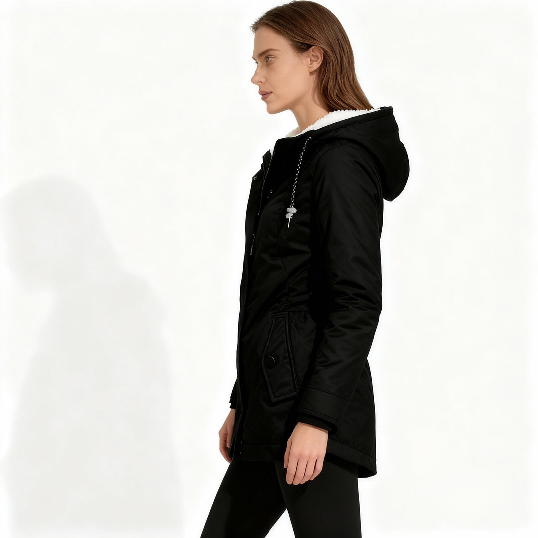 Gefütterte Thermo Schutz Kapuzenmantel Klassische Winterjacke Damen