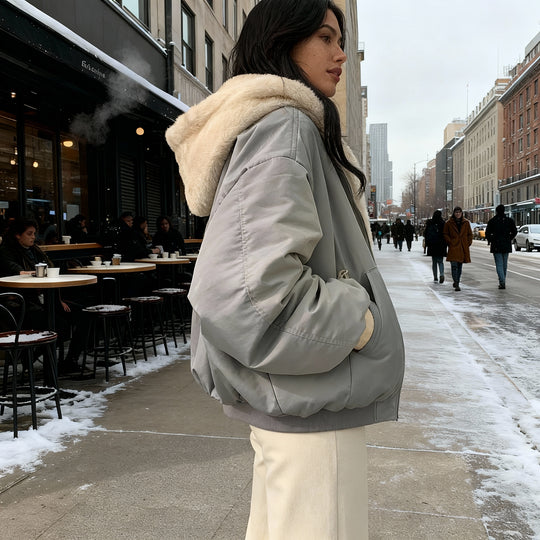 Thermo Komfort Oversized Fleece Wintermantel Damen