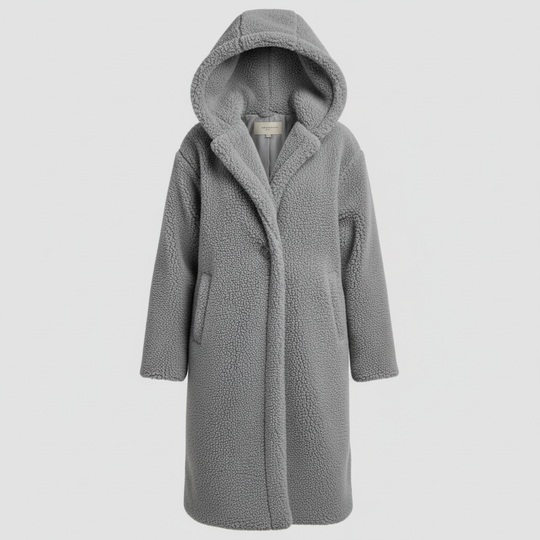 Modischer Teddy Mantel Damen Komfort Langer Mantel Kapuze | Heidi-Mode