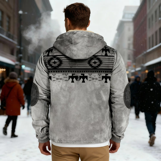 Jacke mit Kapuze und einheimischem Druck