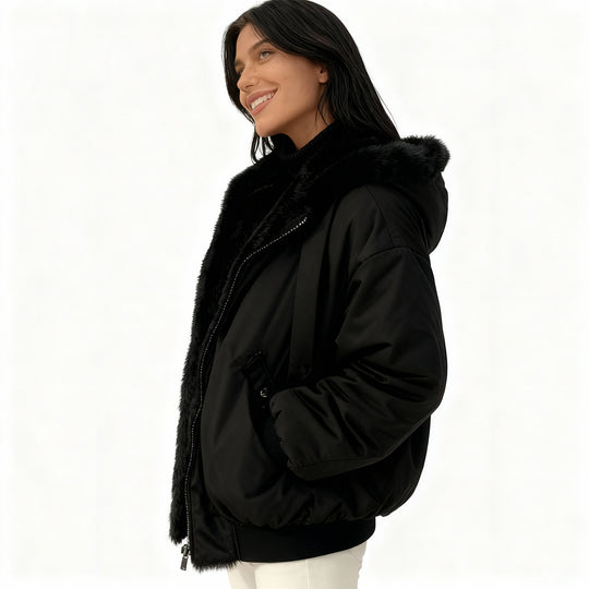 Komfort Fit Oversized Thermo Fleece Winterjacke Damen