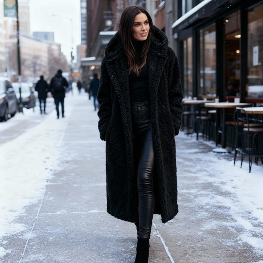 Kuschelweicher Kapuzen Teddy Mantel Damen