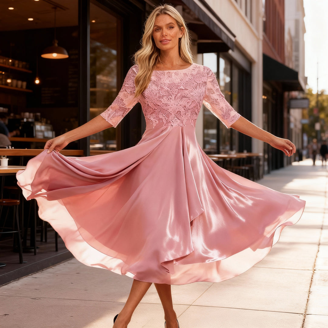 Elegantes Luftiges Midi Kleid Chiffon