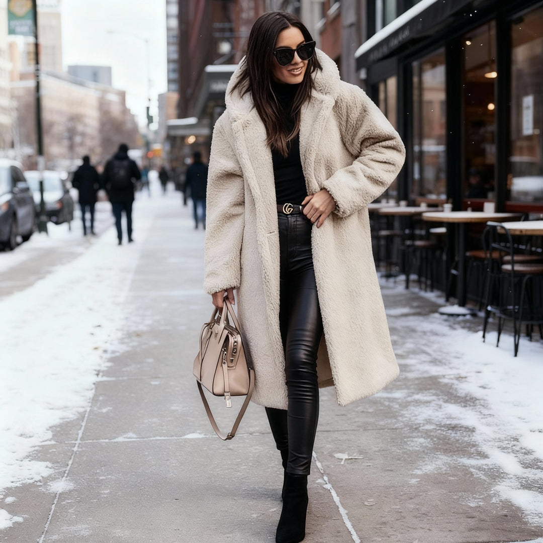 Kuschelweicher Kapuzen Teddy Mantel Damen