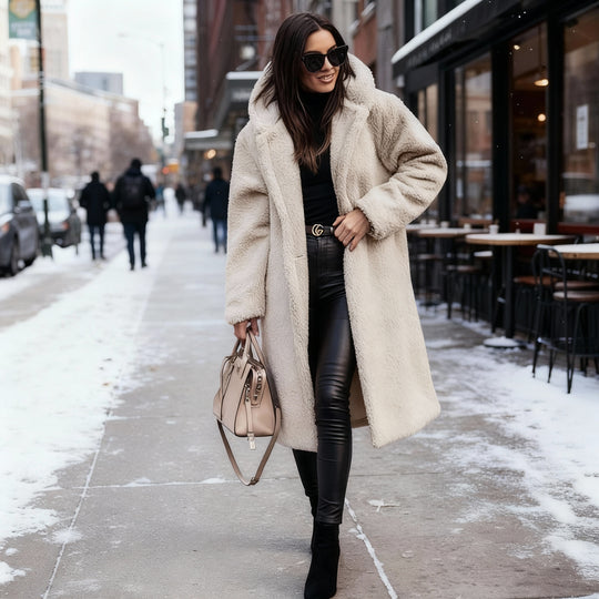 Kuschelweicher Kapuzen Teddy Mantel Damen