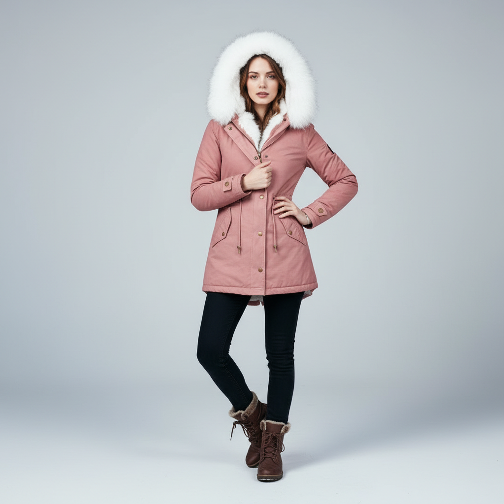 Warme Mittellange Winterjacke