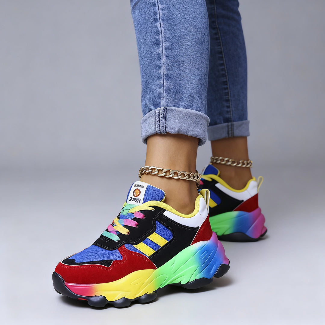 Damen Orthopädische Schuhe – Regenbogen, Ultraleicht, Stoßdämpfend, Fußgewölbestütze, Weite Zehenbox