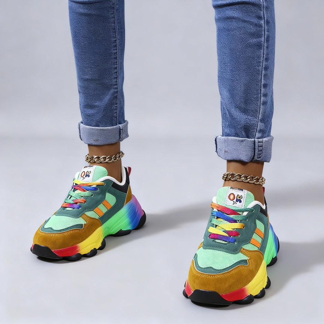 Damen Orthopädische Schuhe – Regenbogen, Ultraleicht, Stoßdämpfend, Fußgewölbestütze, Weite Zehenbox