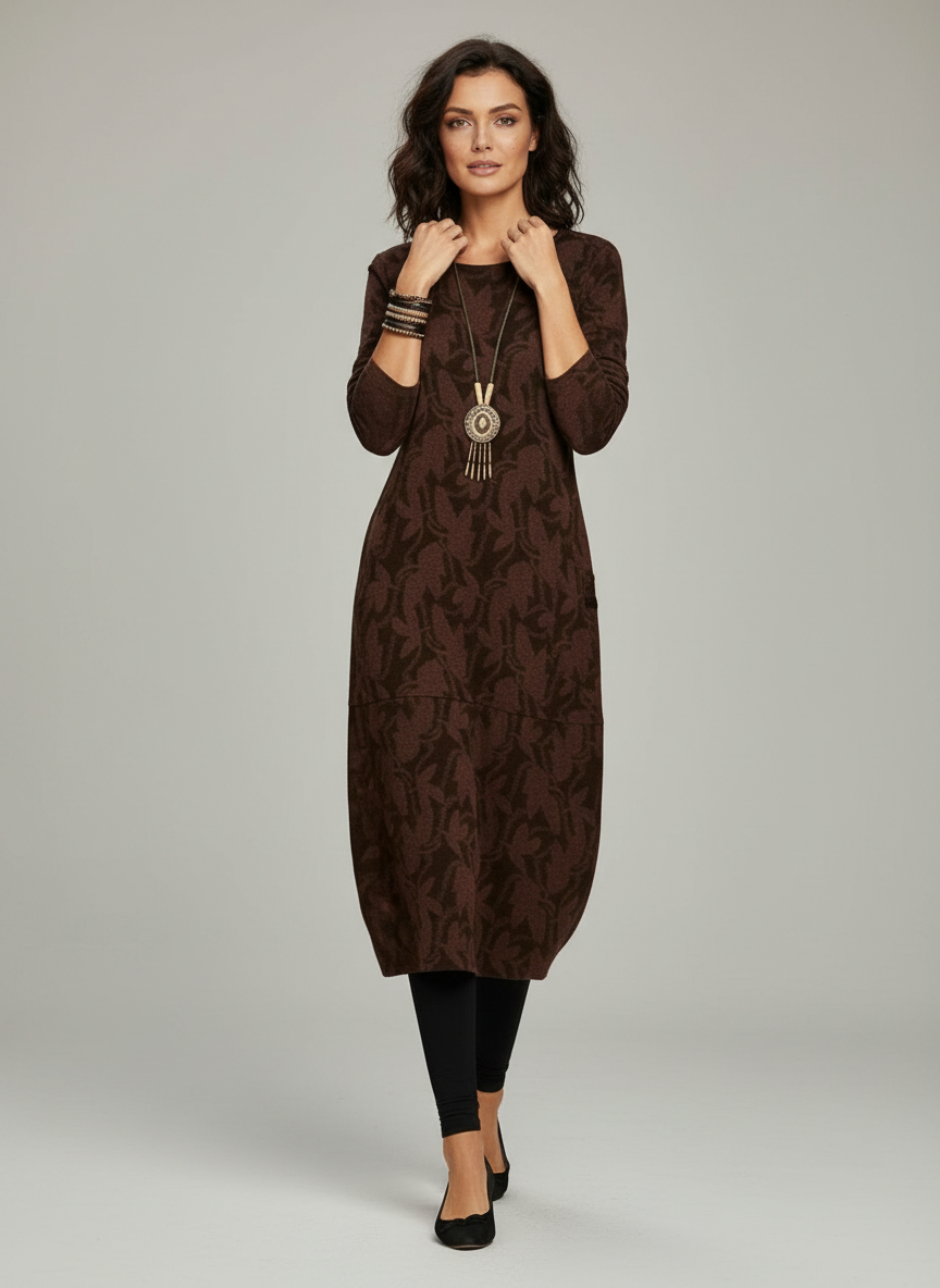 Bedrucktes Winter Strickkleid