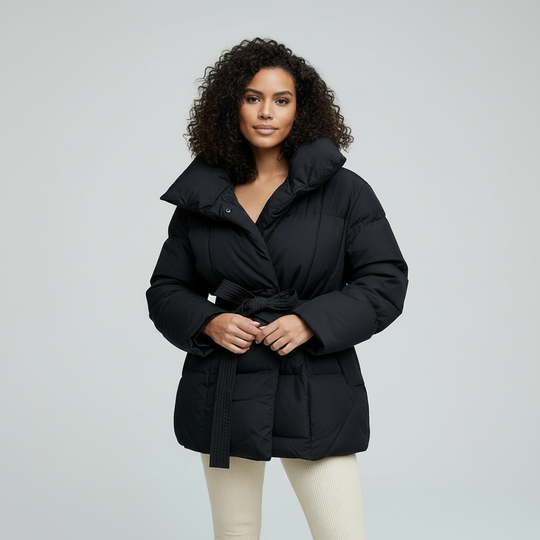 Moderne Figurbetonte Damen Winter Stehkragenjacke Kurz