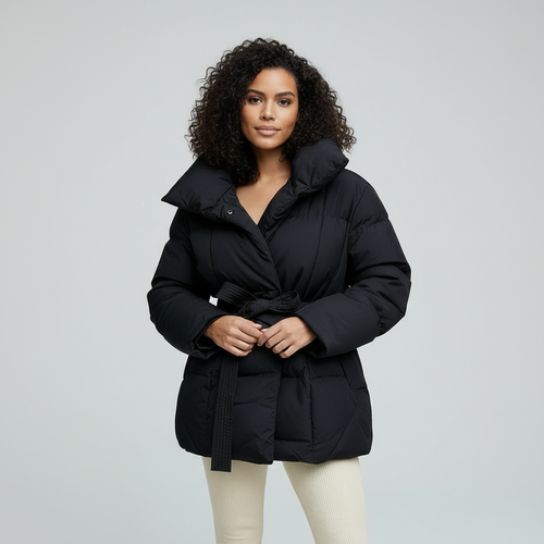Moderne Figurbetonte Damen Winter Stehkragenjacke Kurz