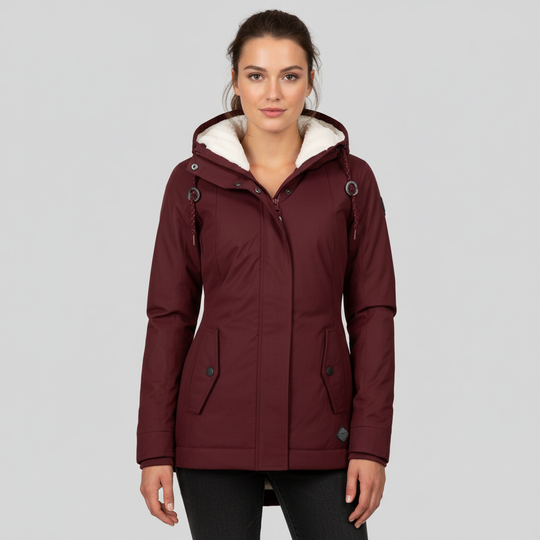 Wärmend Figurbetont Mittellang Kapuzen Wintermantel Damen | Heidi-Mode