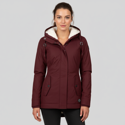 Wärmend Figurbetont Mittellang Kapuzen Wintermantel Damen | Heidi-Mode