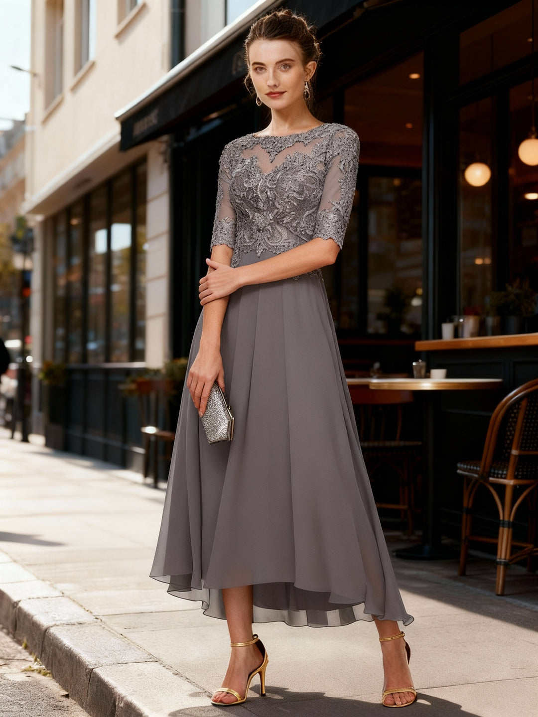 Satin Eleganz Abendkleid