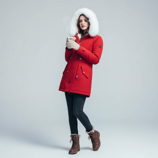 Warme Mittellange Winterjacke