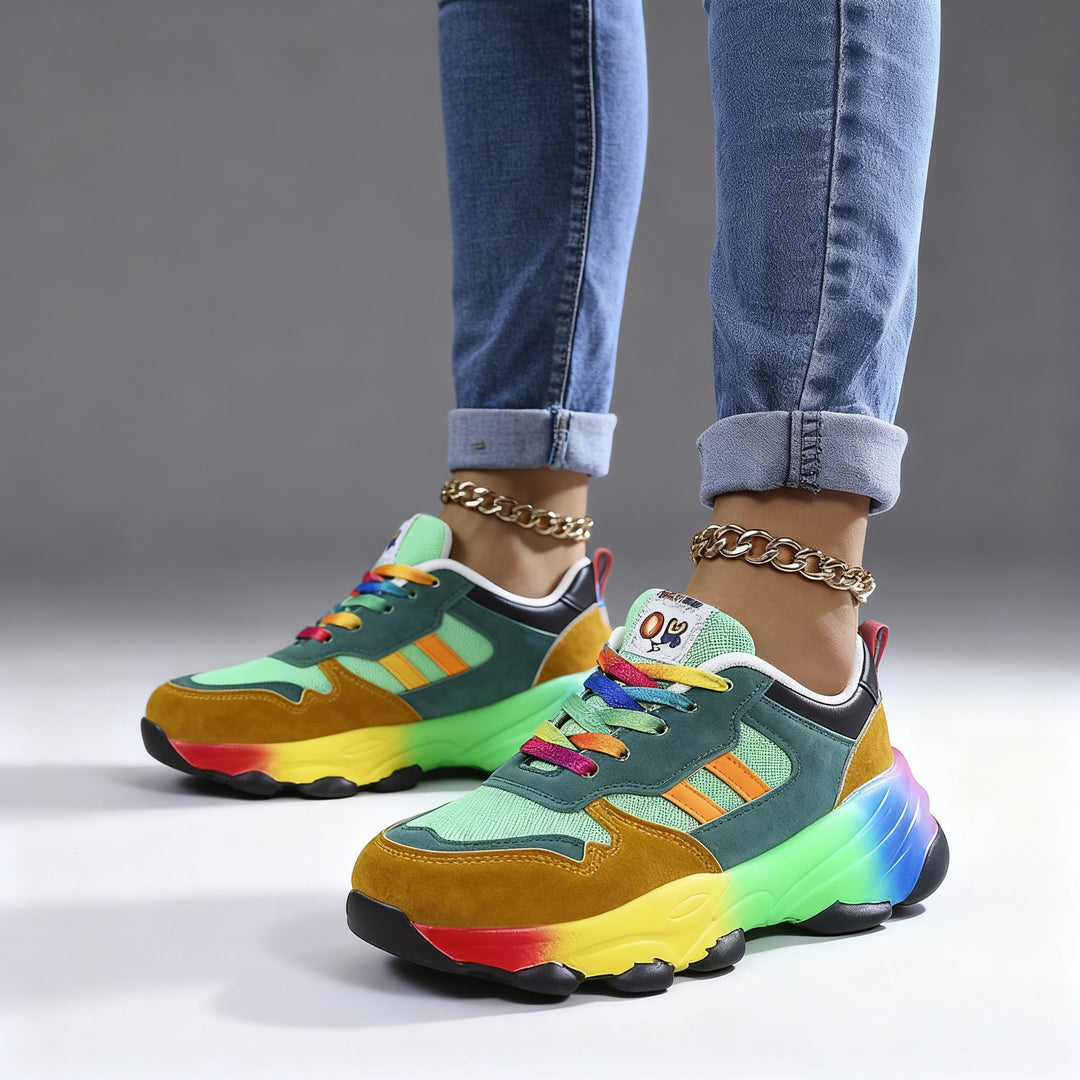 Damen Orthopädische Schuhe – Regenbogen, Ultraleicht, Stoßdämpfend, Fußgewölbestütze, Weite Zehenbox