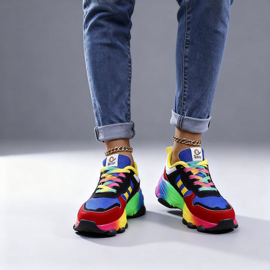 Damen Orthopädische Schuhe – Regenbogen, Ultraleicht, Stoßdämpfend, Fußgewölbestütze, Weite Zehenbox