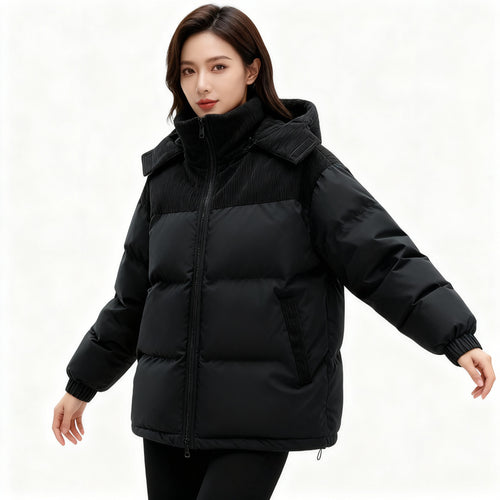 Damen isolierte Pufferjacke mit kuscheligem Innenfutter und verstellbarem Kapuzensystem – Heidi-Mode