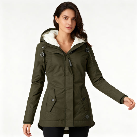 Lange Winterjacke mit Kapuze & Futter – Wasserfest, Warm & Komfortabel