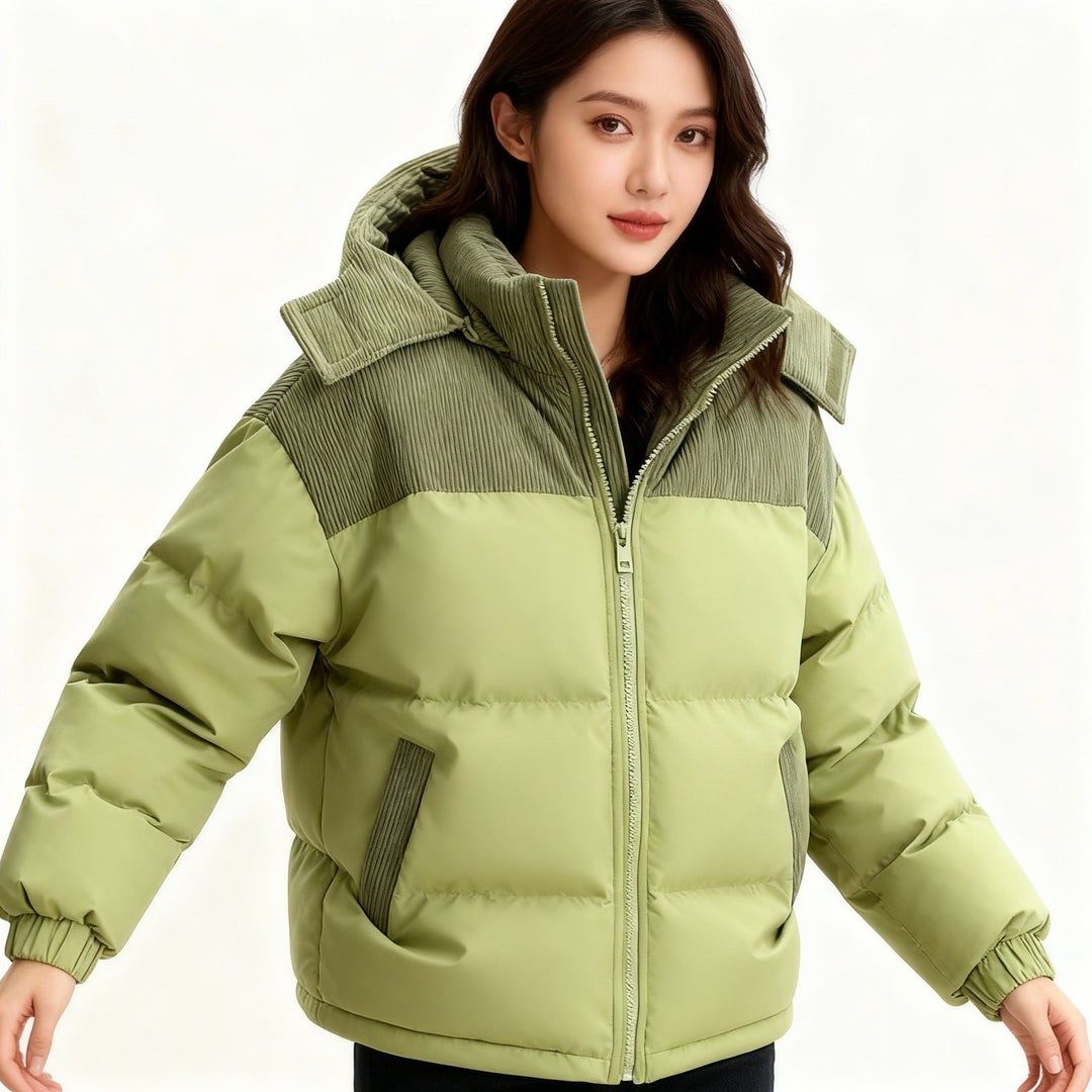 Damen isolierte Pufferjacke mit kuscheligem Innenfutter und verstellbarem Kapuzensystem – Heidi-Mode