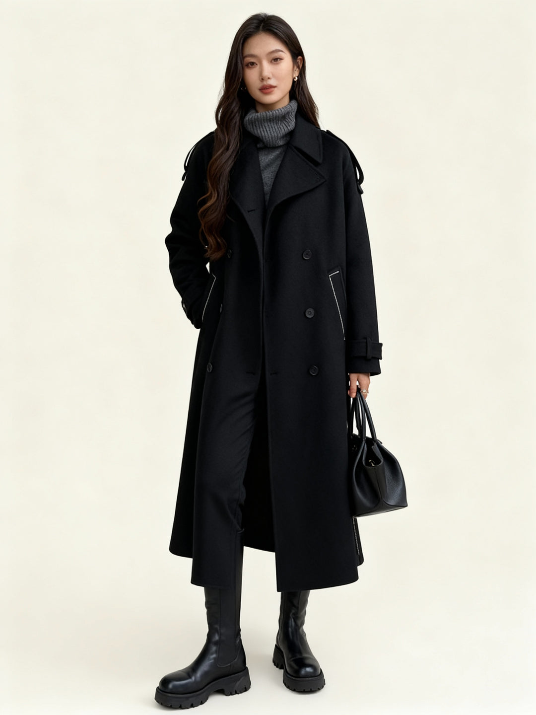 Heidi-Mode | Damen Bouclé-Mantel mit Knopfdetails – Elegant & Zeitlos