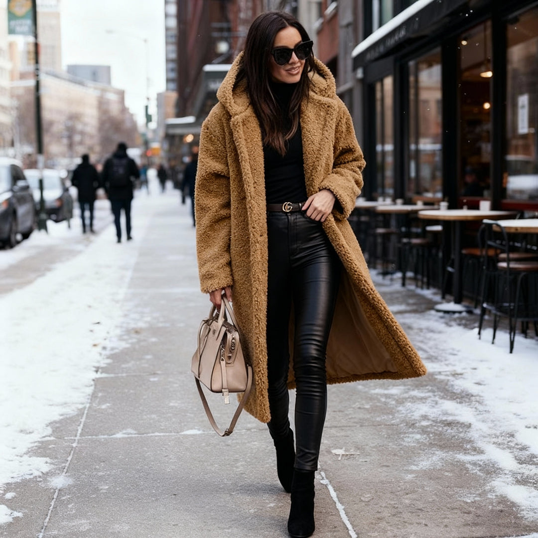 Kuschelweicher Kapuzen Teddy Mantel Damen