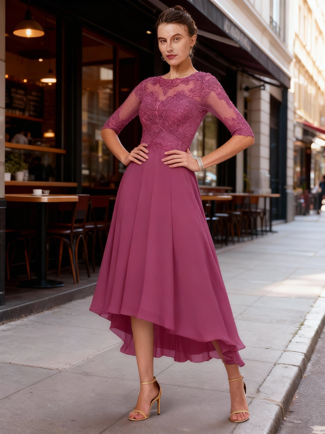 Satin Eleganz Abendkleid