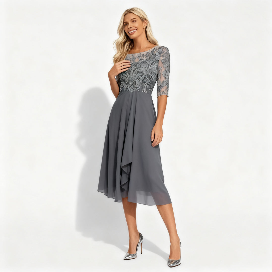 Feminin Fallendes Chiffon Midi Kleid