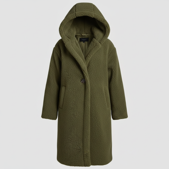 Modischer Teddy Mantel Damen Komfort Langer Mantel Kapuze | Heidi-Mode