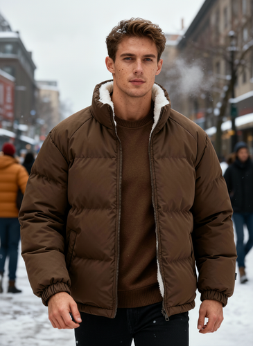 Thermo-Warm Gefüttert Modern Pufferjacke – Winter Komfort Fleece Herrenjacke