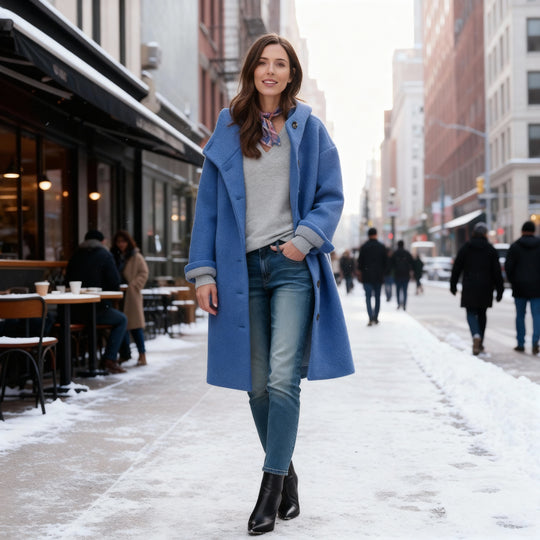 Langer Fleece Wintermantel Damen Kapuze