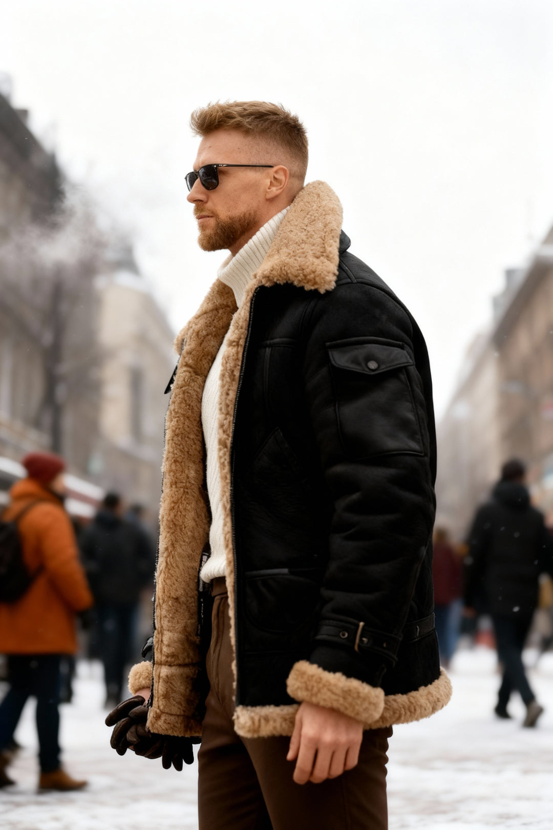 Warme Camel Vintage Herren Winter Fliegerjacke