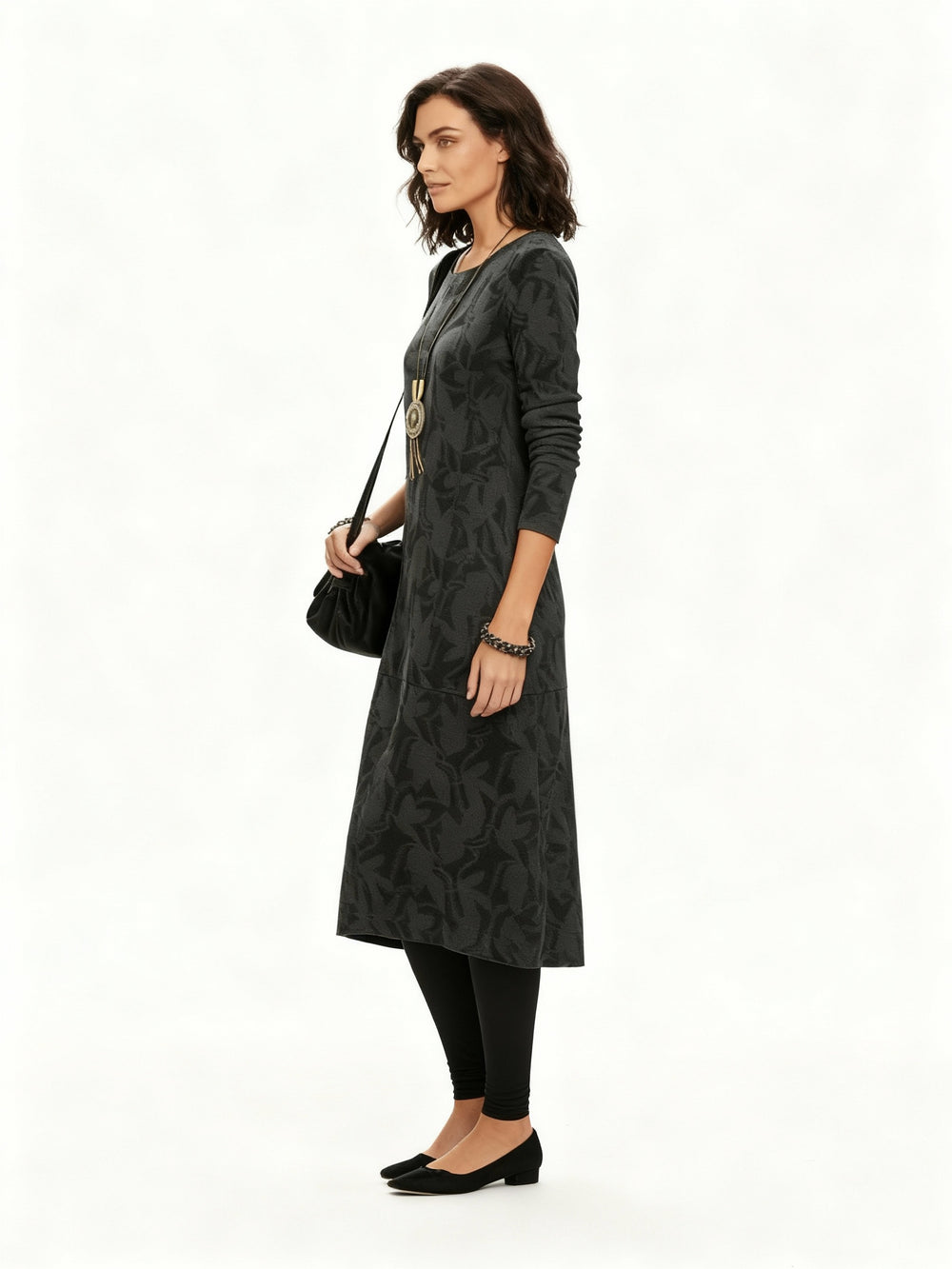 Bedrucktes Winter Strickkleid