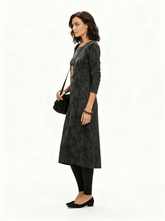 Bedrucktes Winter Strickkleid